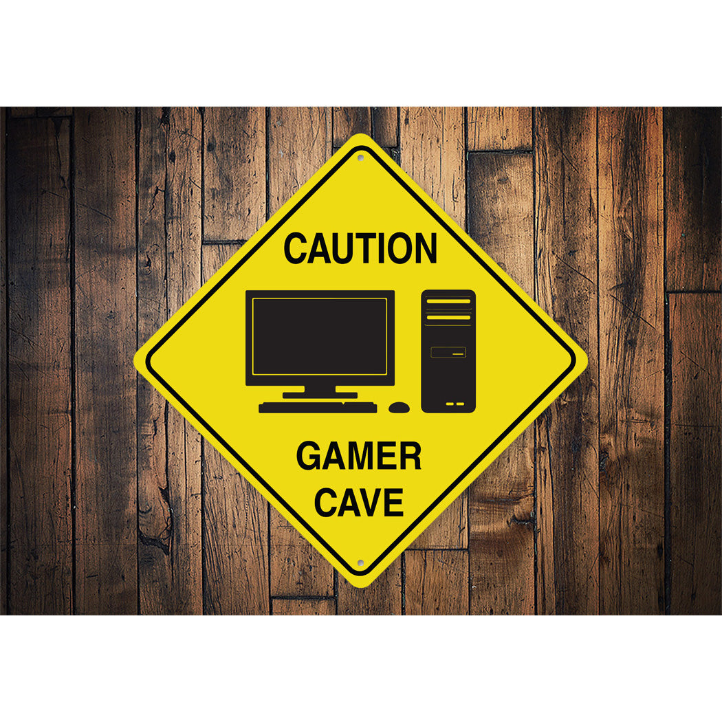 Warning Gamer Zone Diamond Sign