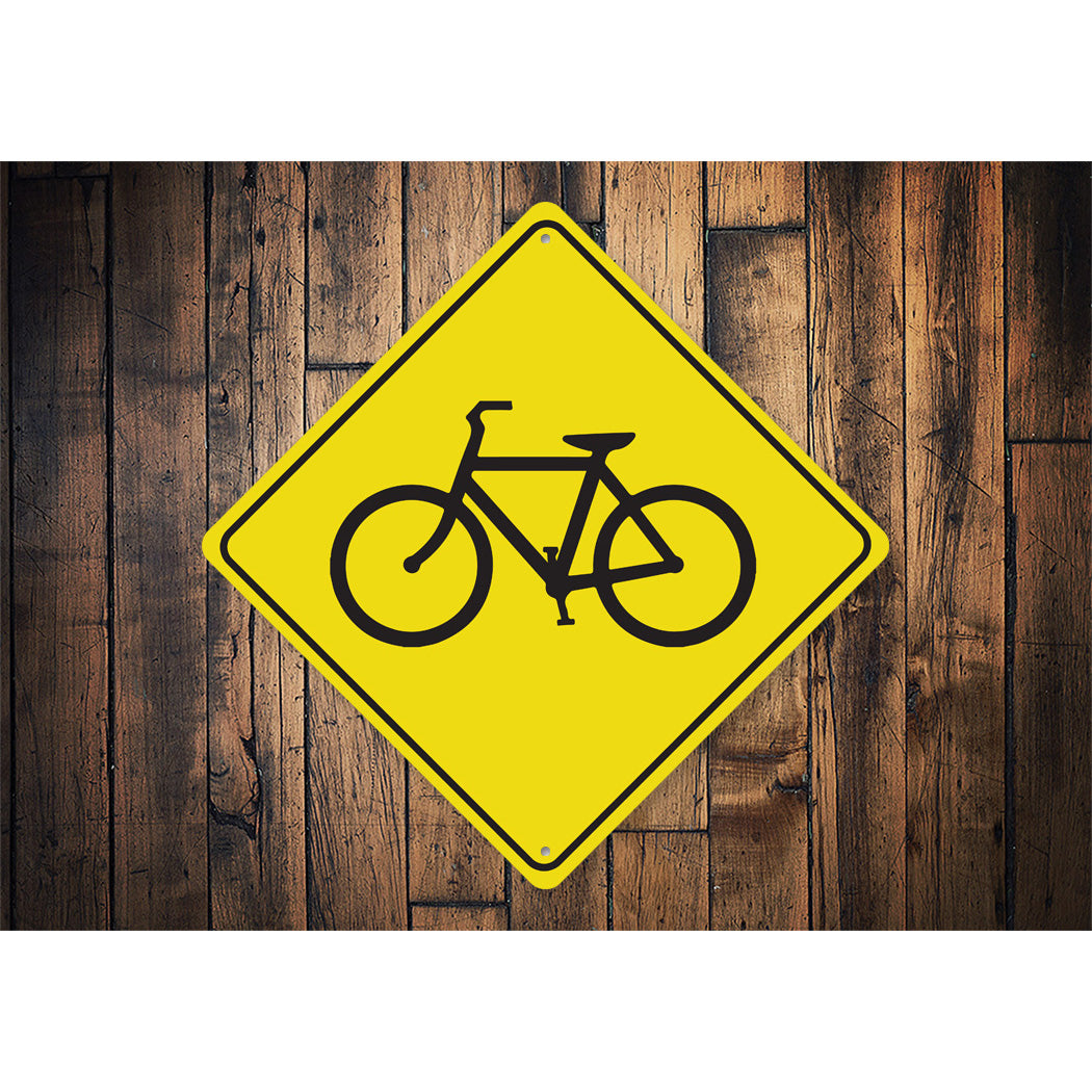 Biker Crossing Diamond Sign