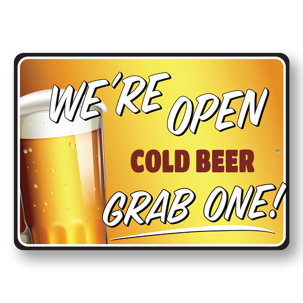 Were Open Cold Beer Sign