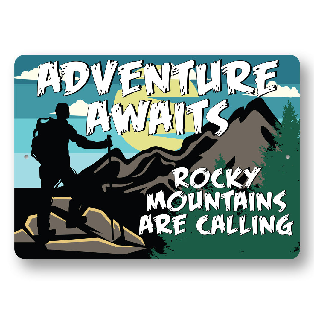 Adventure Awaits Rockys Sign