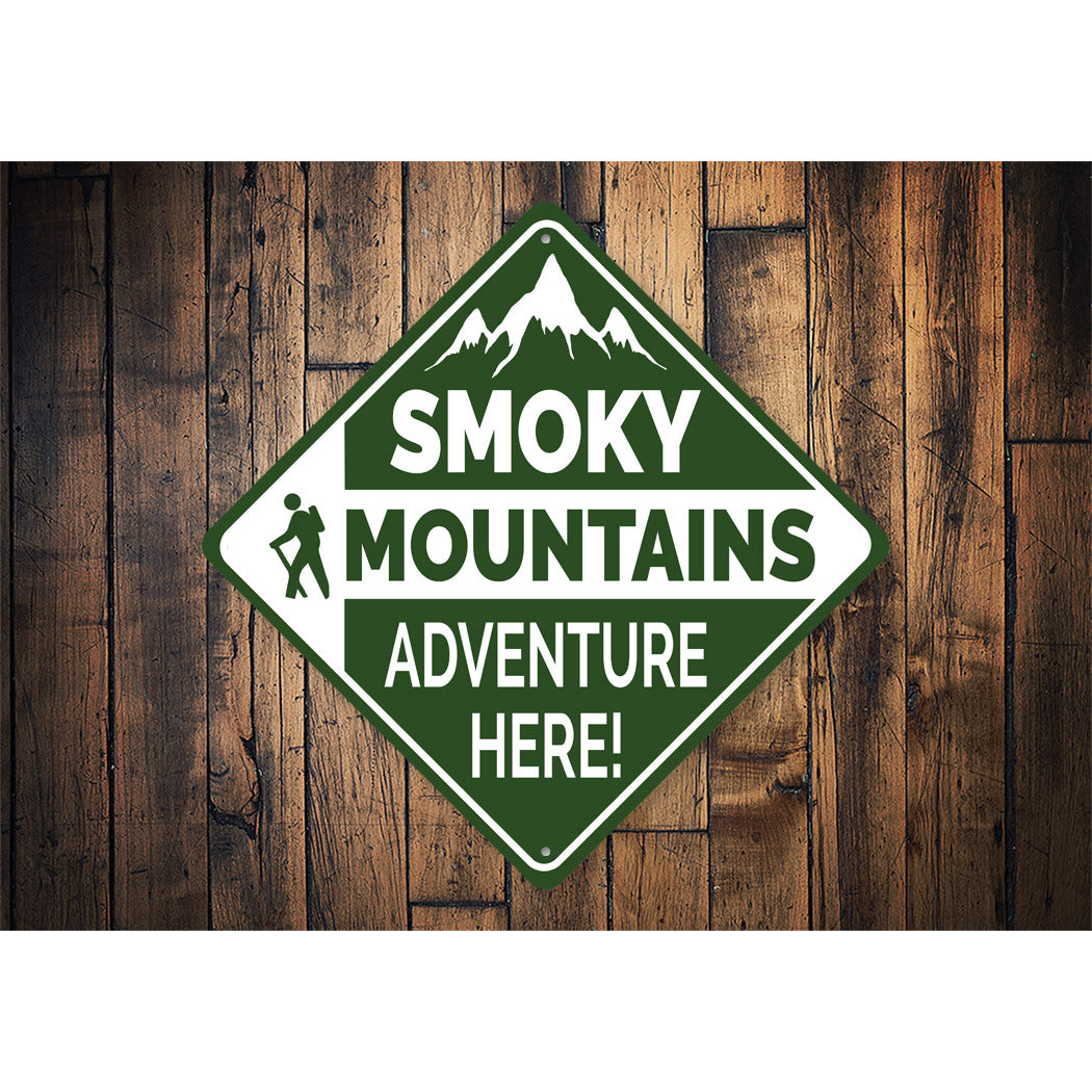 Mountain Hiking Starts Here Diamond Sign