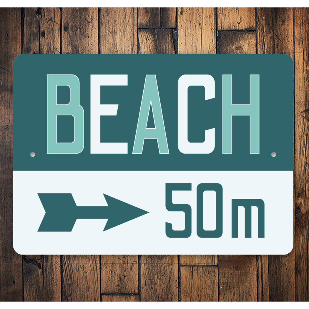Beach Distance With Arrow Sign