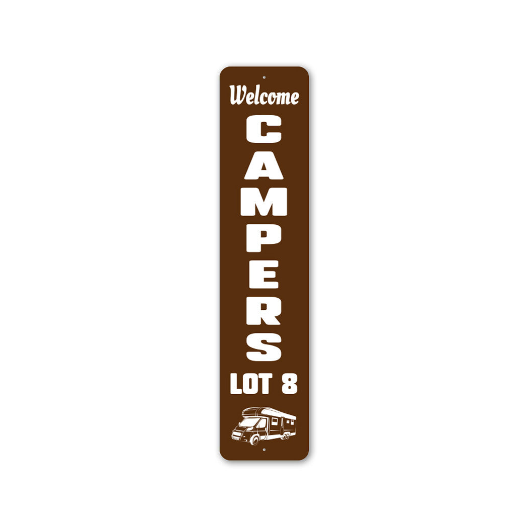 Camper Lot Number Metal Sign