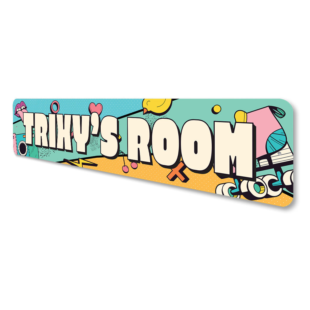 Retro Kid Room Name Sign