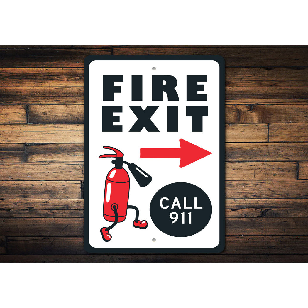 Retro Fire Exit call 911 Sign
