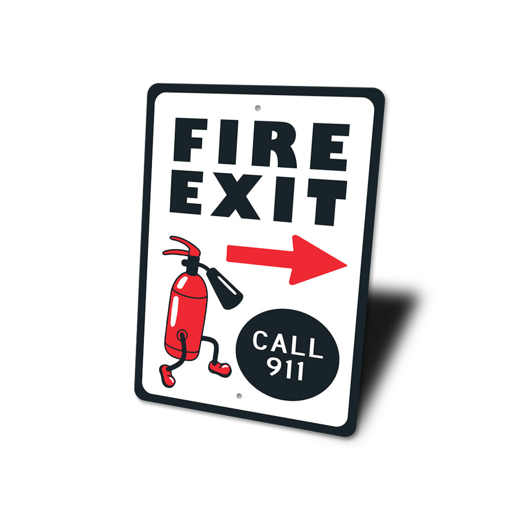 Retro Fire Exit call 911 Sign