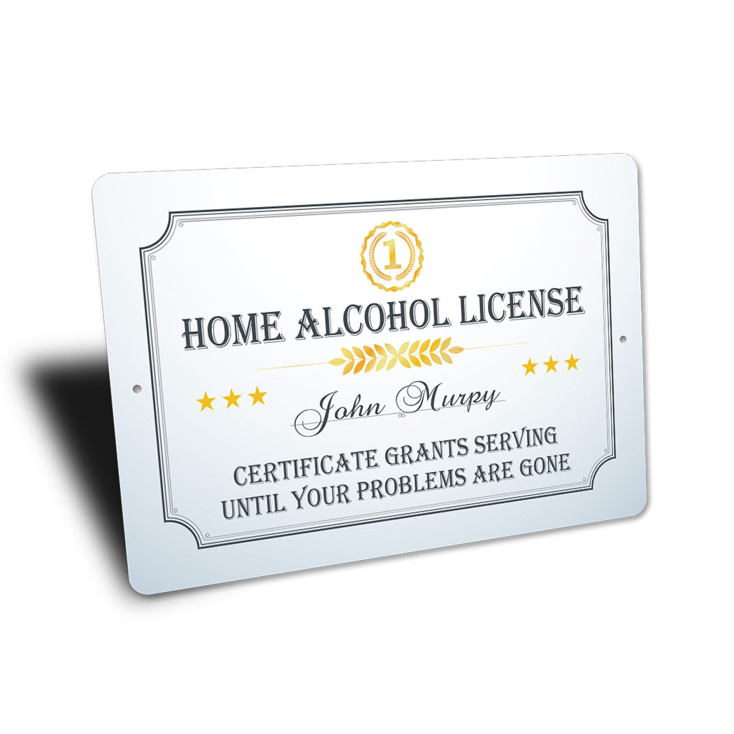 Home Bar Alcohol License Sign