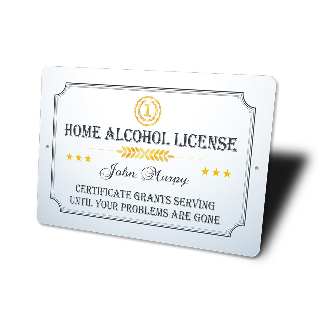 Home Bar Alcohol License Sign
