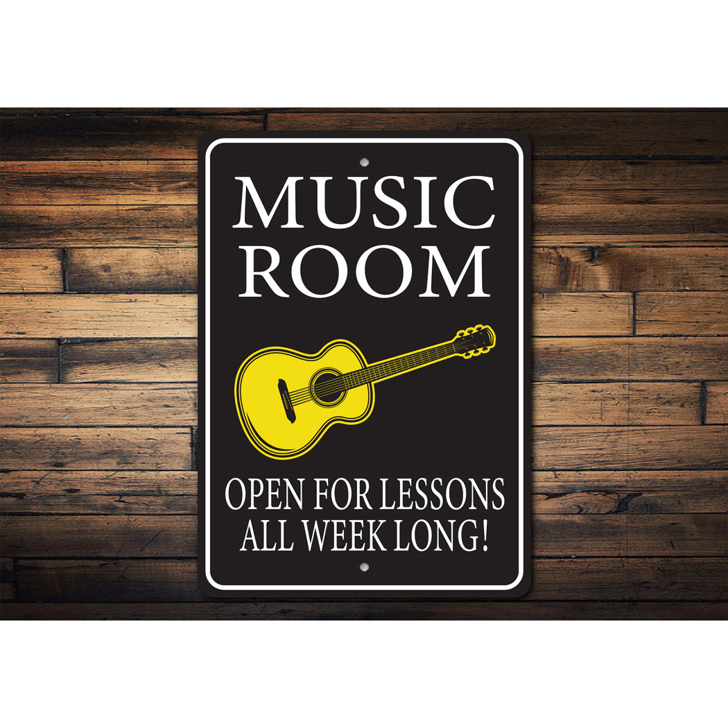 Music Room Lessons Open Sign