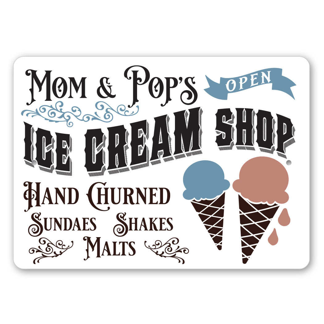 Mom And Pops Ice Cream Shop Sign