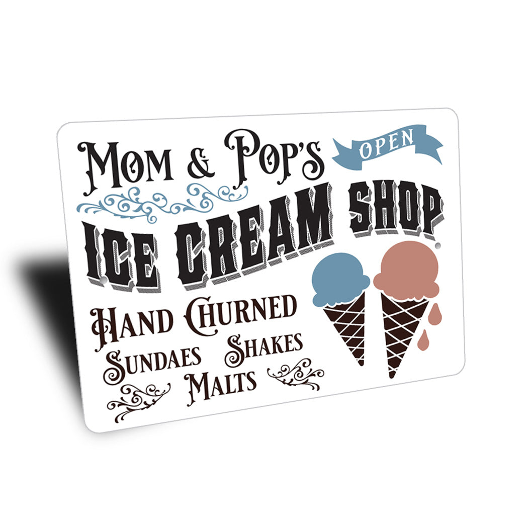 Mom And Pops Ice Cream Shop Sign