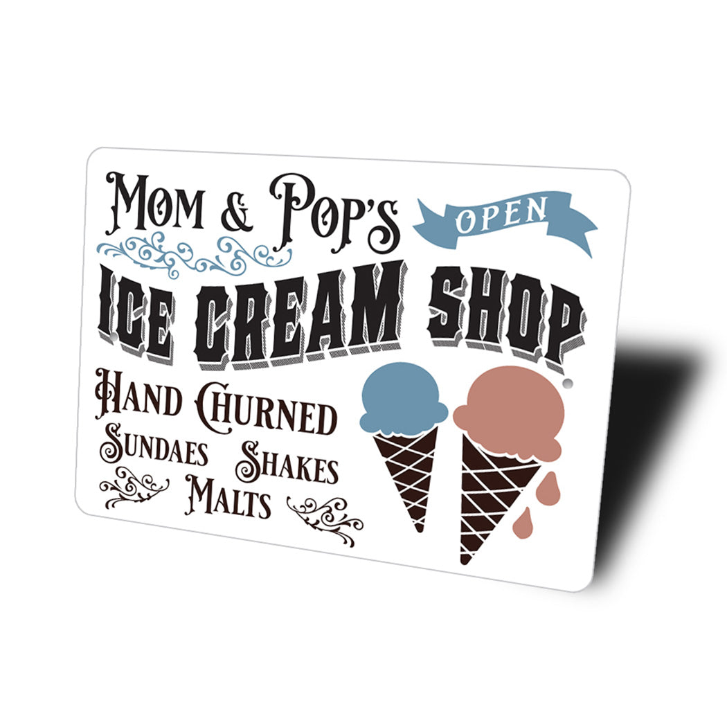 Mom And Pops Ice Cream Shop Sign