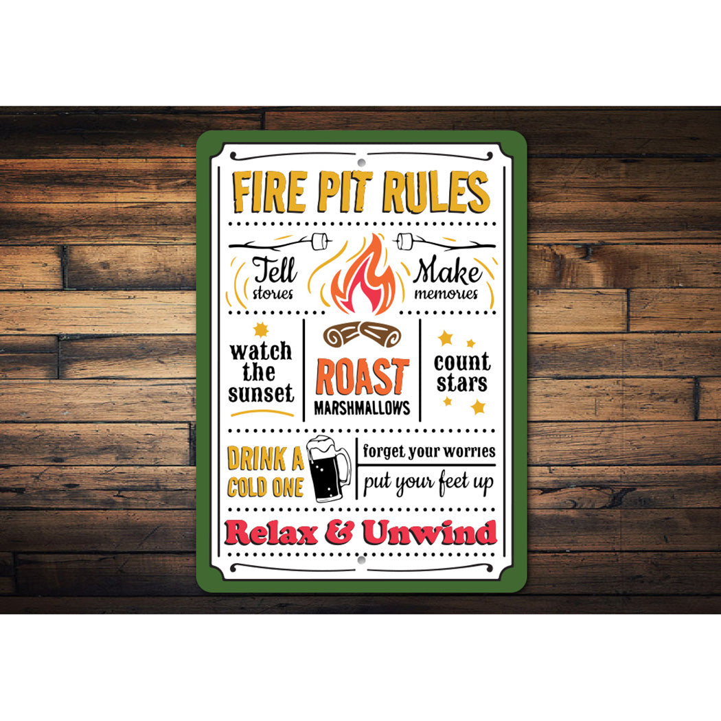 Fire Pit Rules Relax Unwind Sign