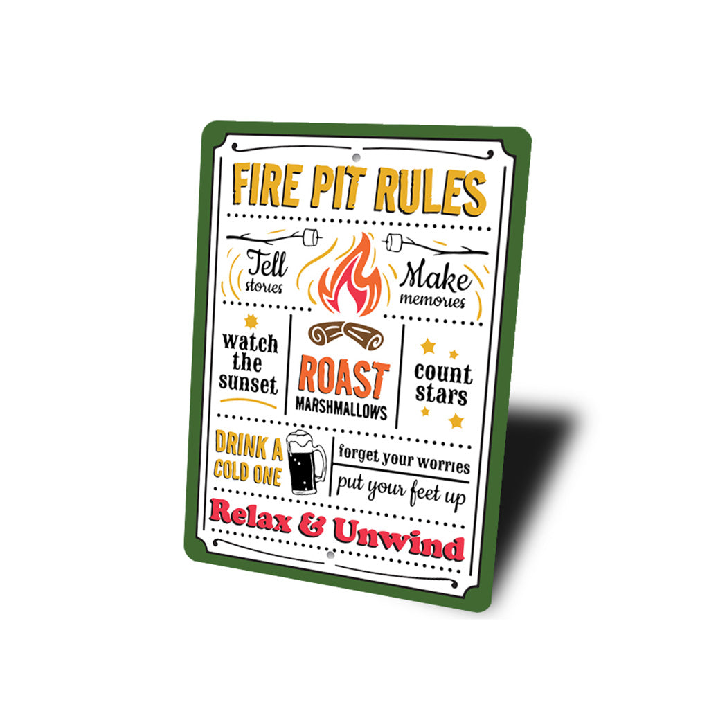 Fire Pit Rules Relax Unwind Sign