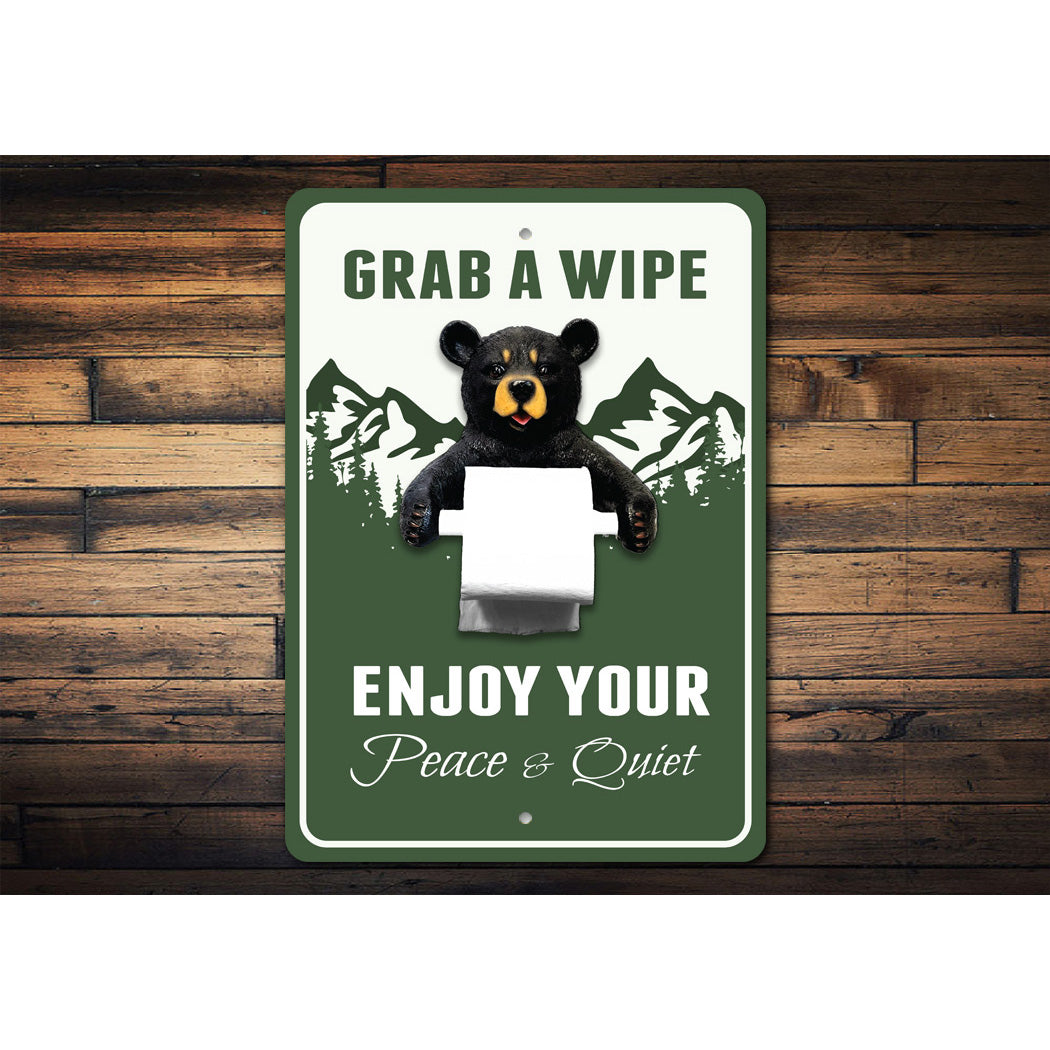 Grab A Wipe Bear Toilet Paper Sign