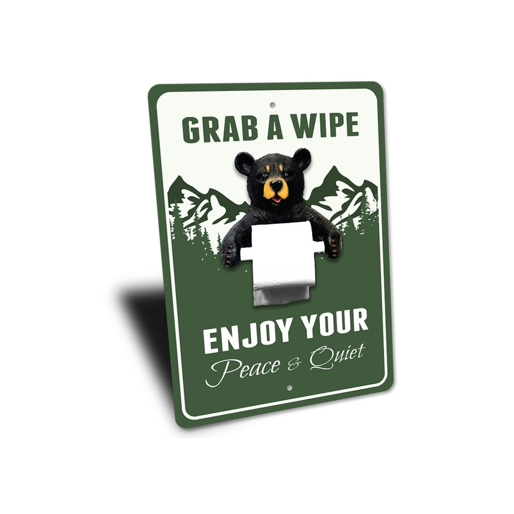 Grab A Wipe Bear Toilet Paper Sign