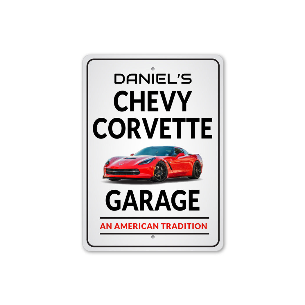 Personalized Chevy Corvette Garage Sign