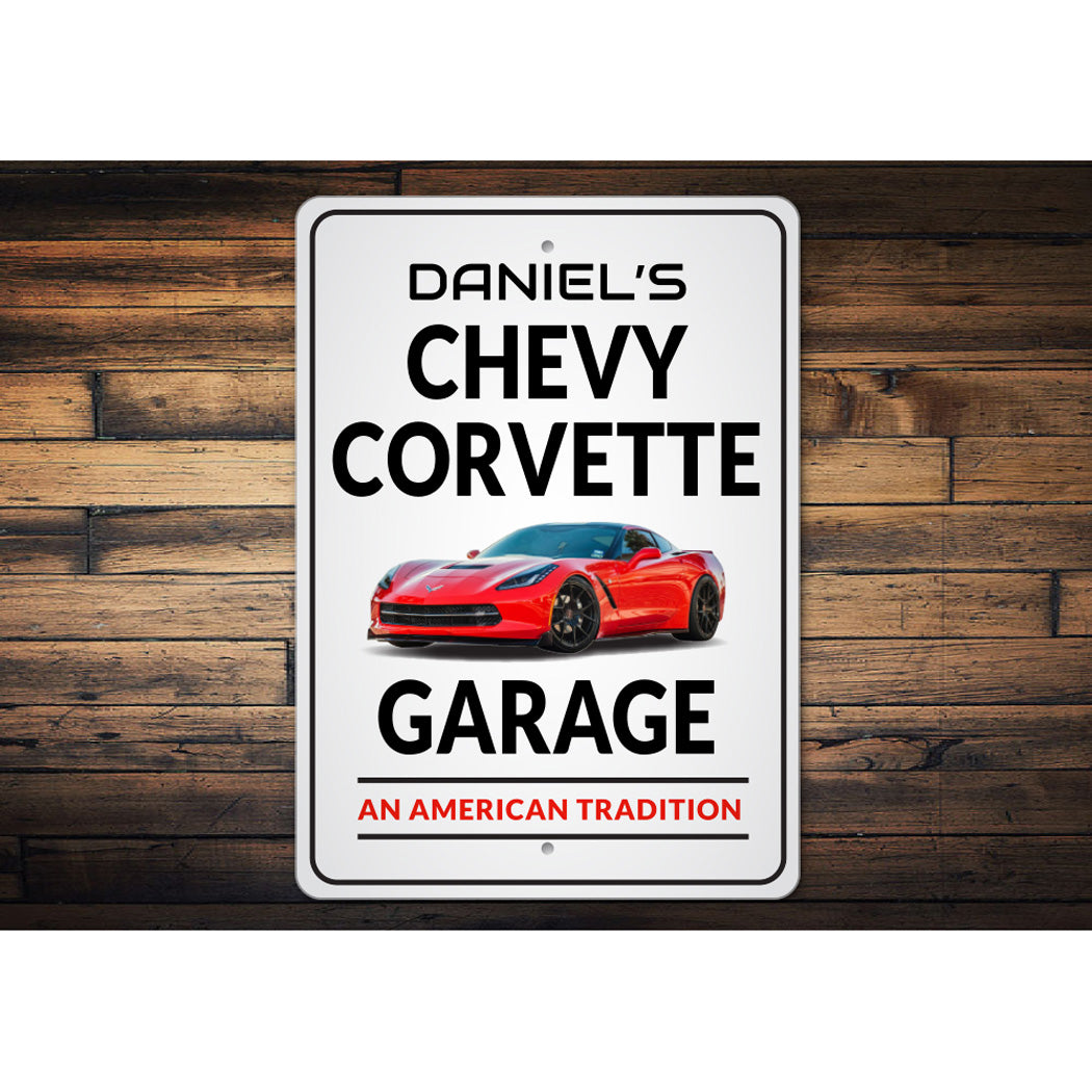 Personalized Chevy Corvette Garage Sign