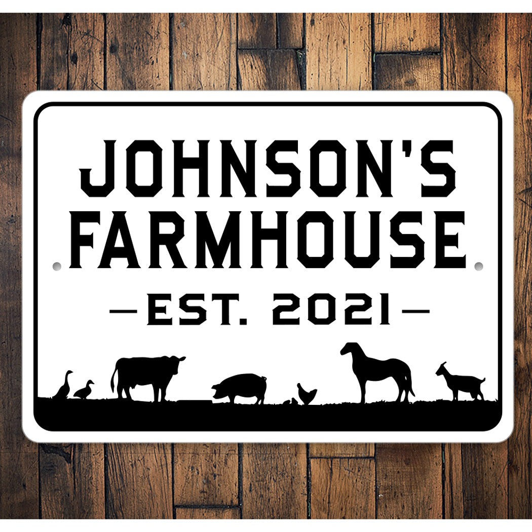 Family Name Farmhouse Established Year Sign