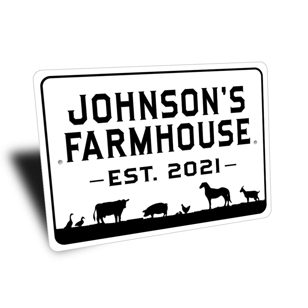 Family Name Farmhouse Established Year Sign