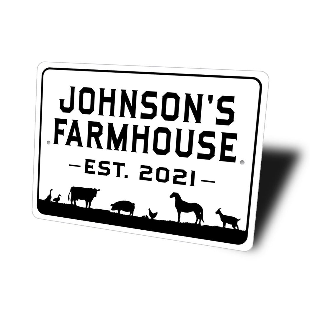 Family Name Farmhouse Established Year Sign