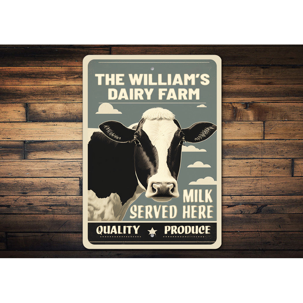 Personalized Family Name Dairy Farm Milk Server Here Sign