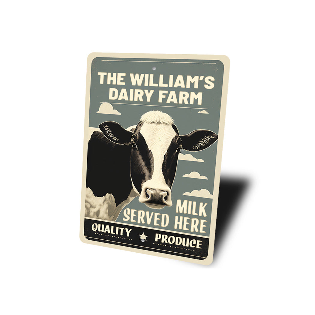 Personalized Family Name Dairy Farm Milk Server Here Sign