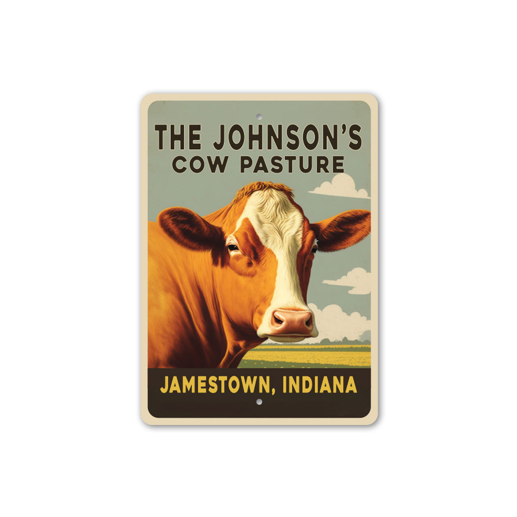 Personalized Family Name Cow Pasture Sign