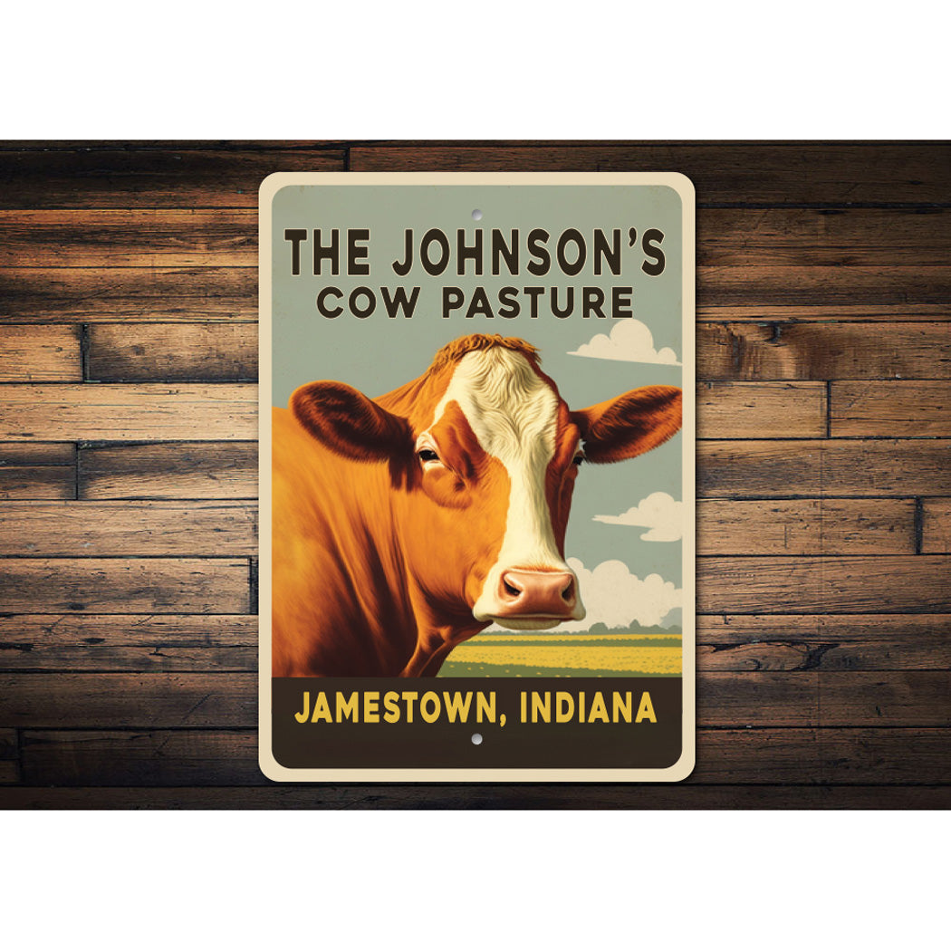 Personalized Family Name Cow Pasture Sign