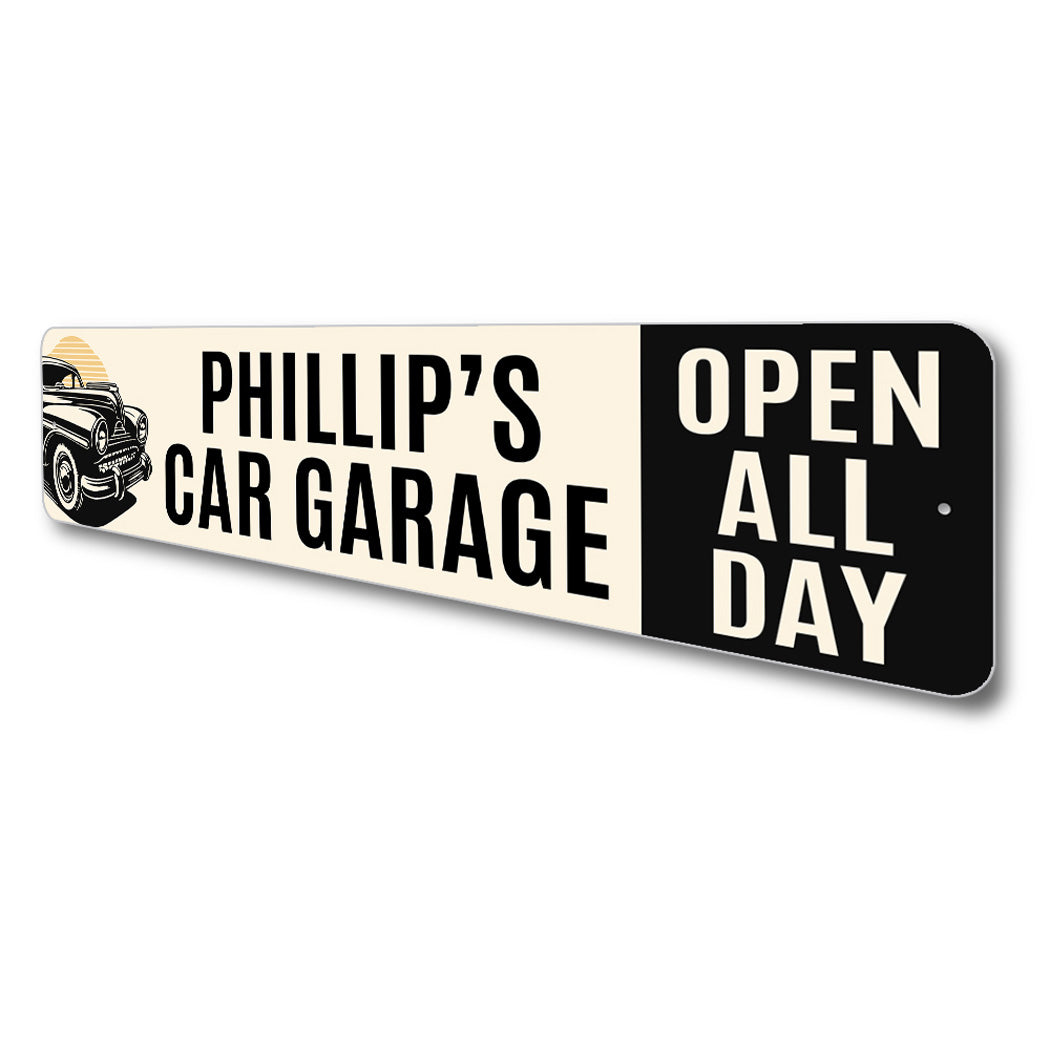 Personalized Car Garage Open All Day Sign