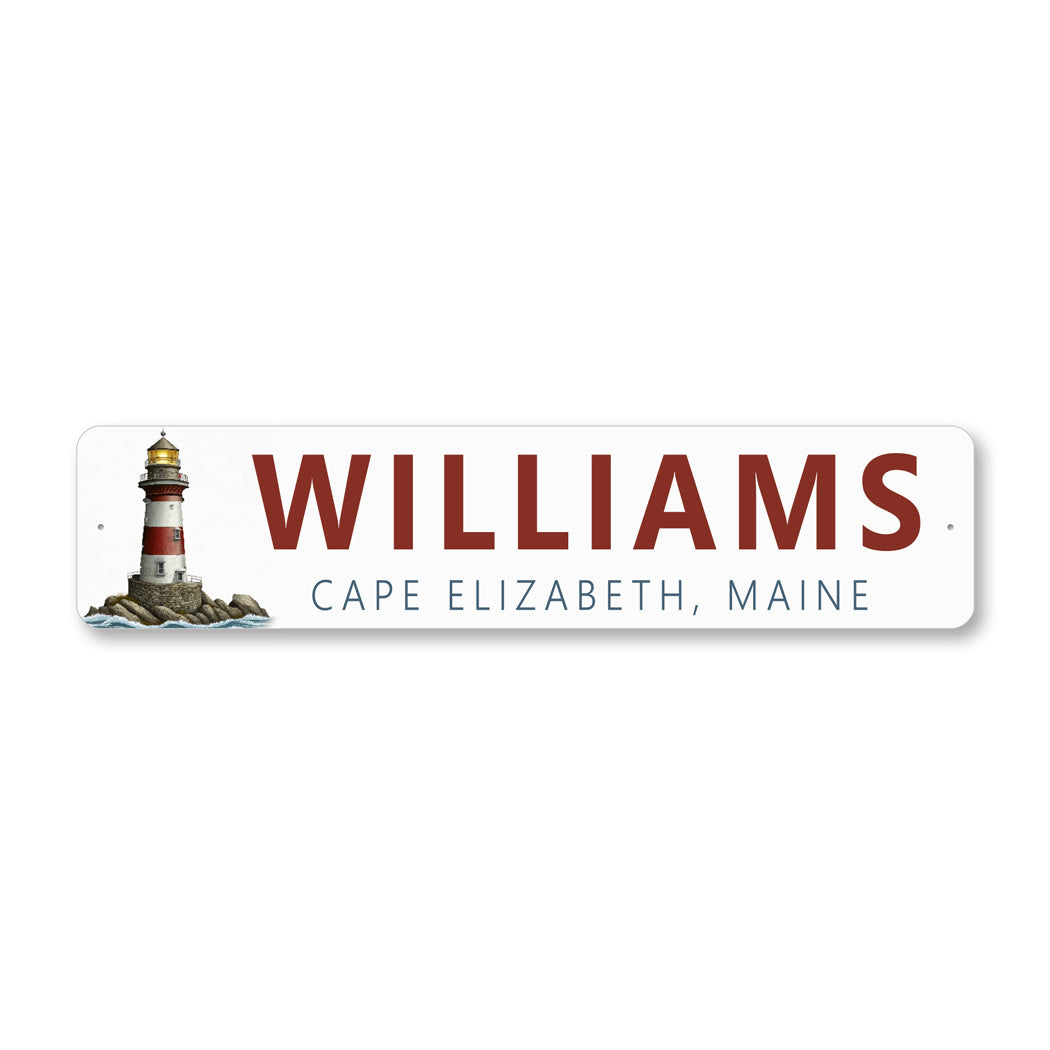 Personalized Last Name Lighthouse Location Sign