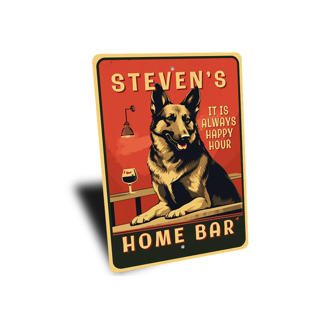 Custom Family Name German Shepherd Home Bar Sign