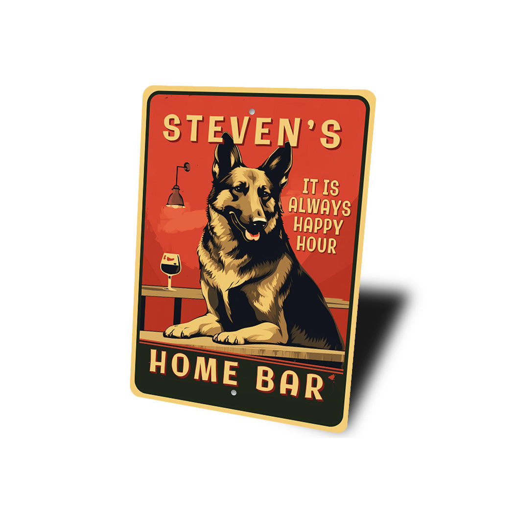 Custom Family Name German Shepherd Home Bar Sign
