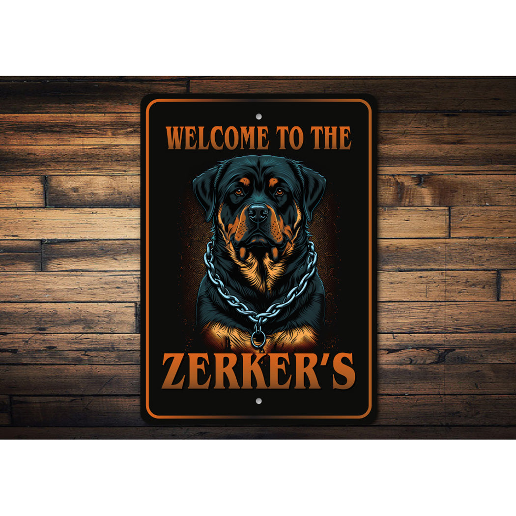 Custom Welcome To Family Name Rottweiler Dog Sign