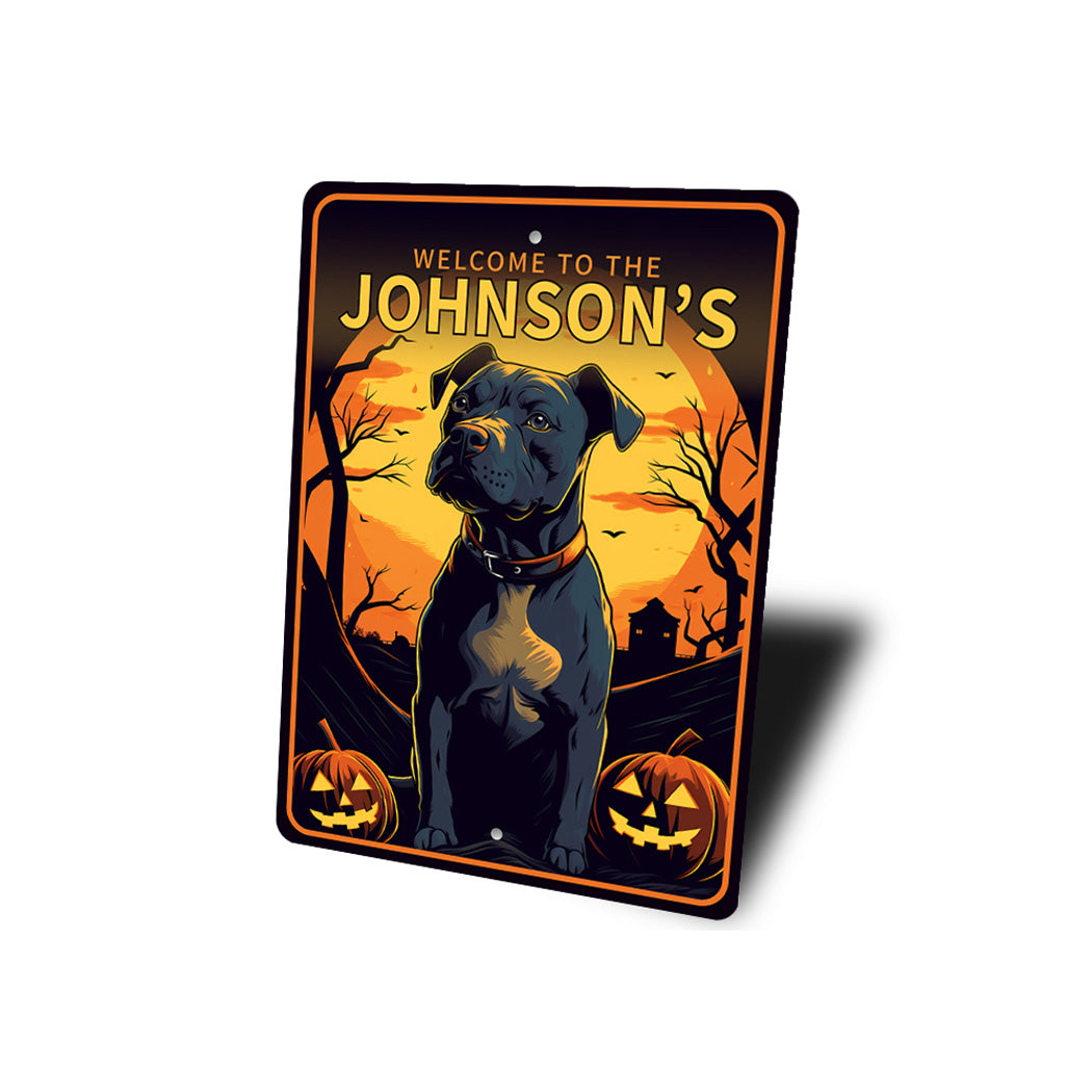 Custom Welcome To Pitbull Halloween Pumpkin Sign