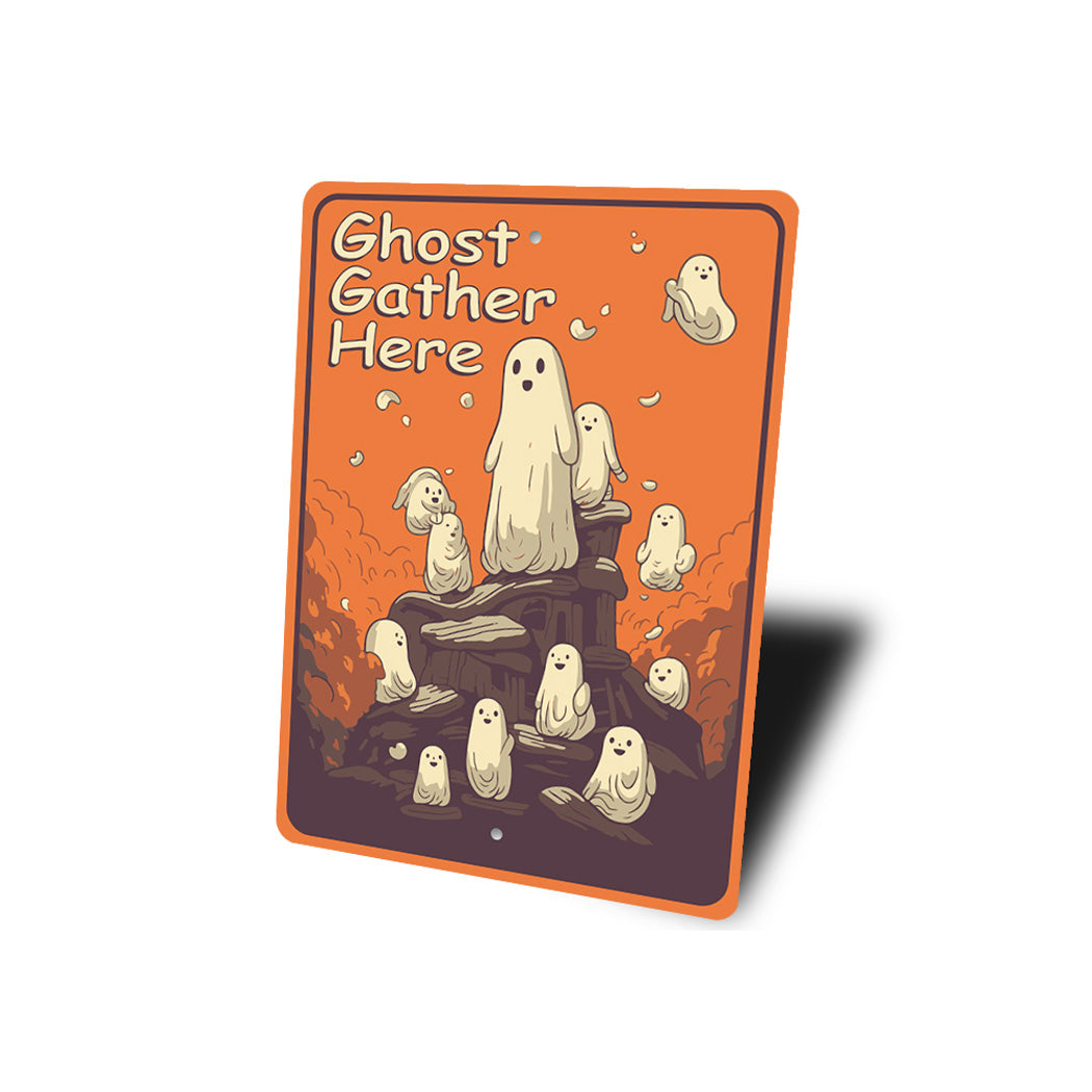 Ghost Gather Here Halloween Sign
