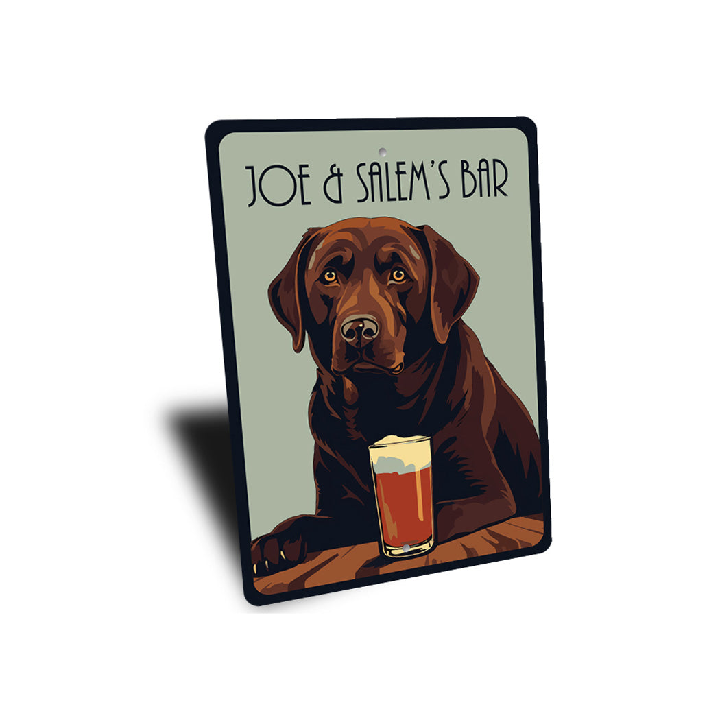 Personalized Chocolate Lab At The Bar Sign