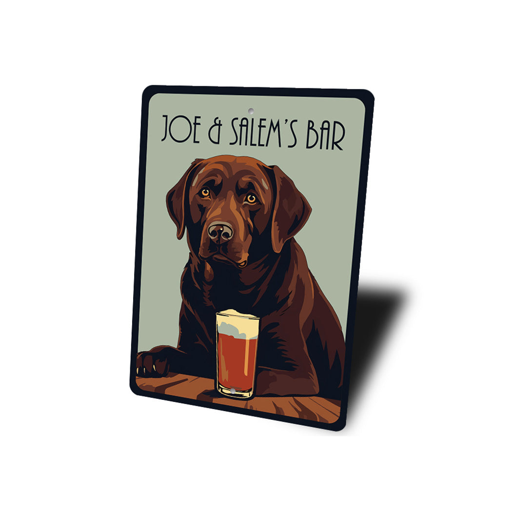 Personalized Chocolate Lab At The Bar Sign