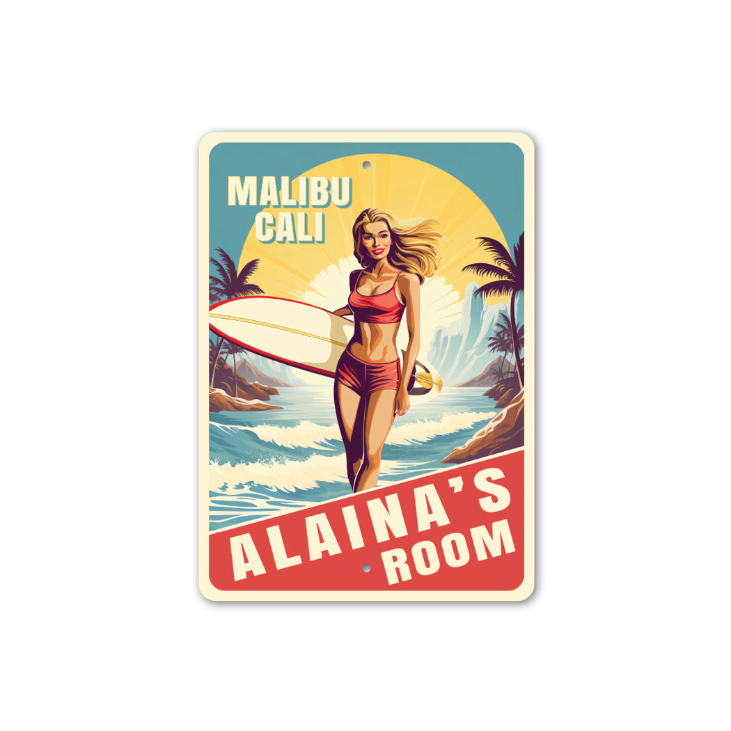 Personalized Surfer Girl Room Surfboard Sign