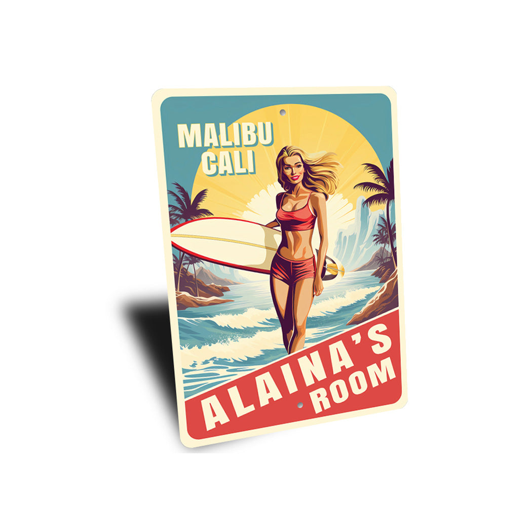 Personalized Surfer Girl Room Surfboard Sign