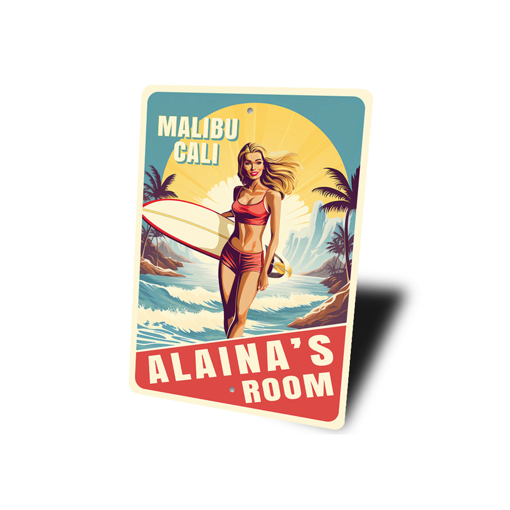 Personalized Surfer Girl Room Surfboard Sign