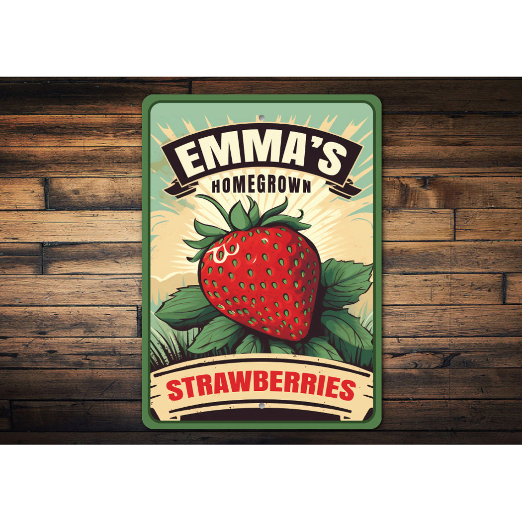 Personalized Homegrown Strawberries Sign