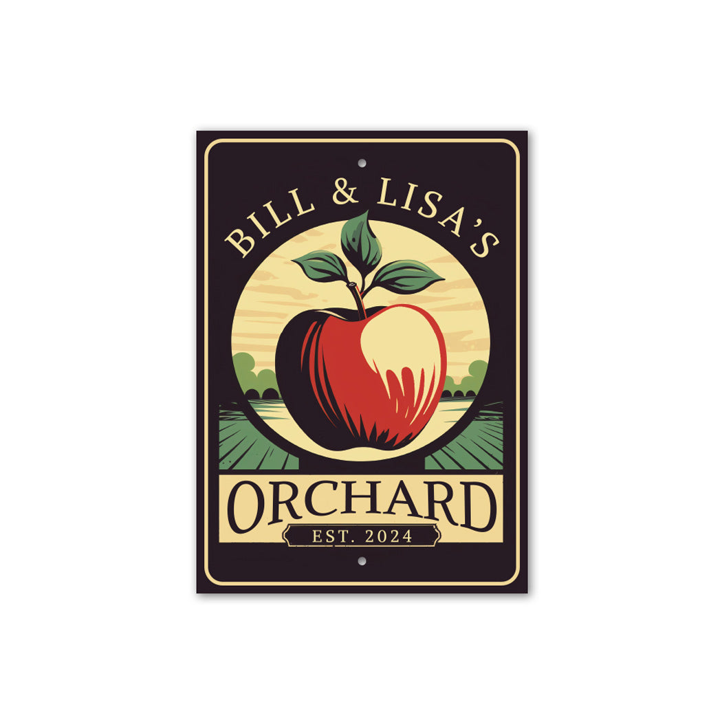 Custom Couple Apple Orchard Established Sign