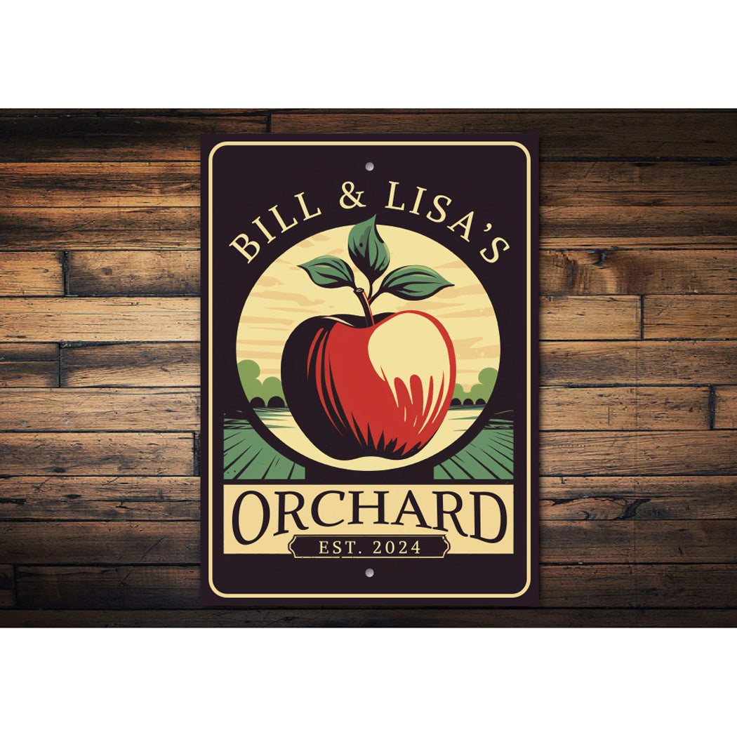 Custom Couple Apple Orchard Established Sign
