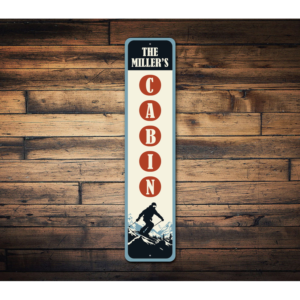 Personalized Retro Family Ski Cabin Sign