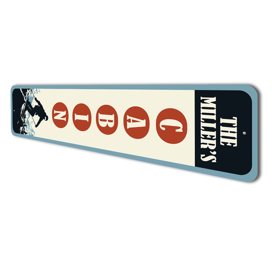 Personalized Retro Family Ski Cabin Sign