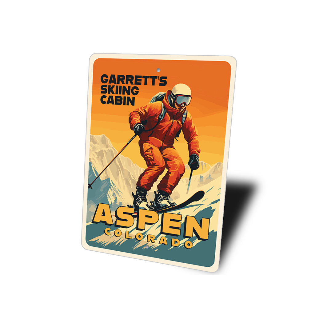 Personalized Retro Ski Location Cabin Sign