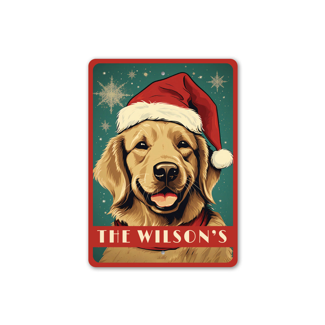 Personalized Golden Retriever Christmas Sign