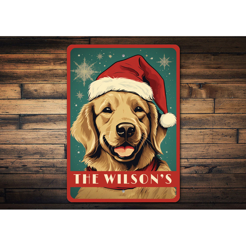 Personalized Golden Retriever Christmas Sign
