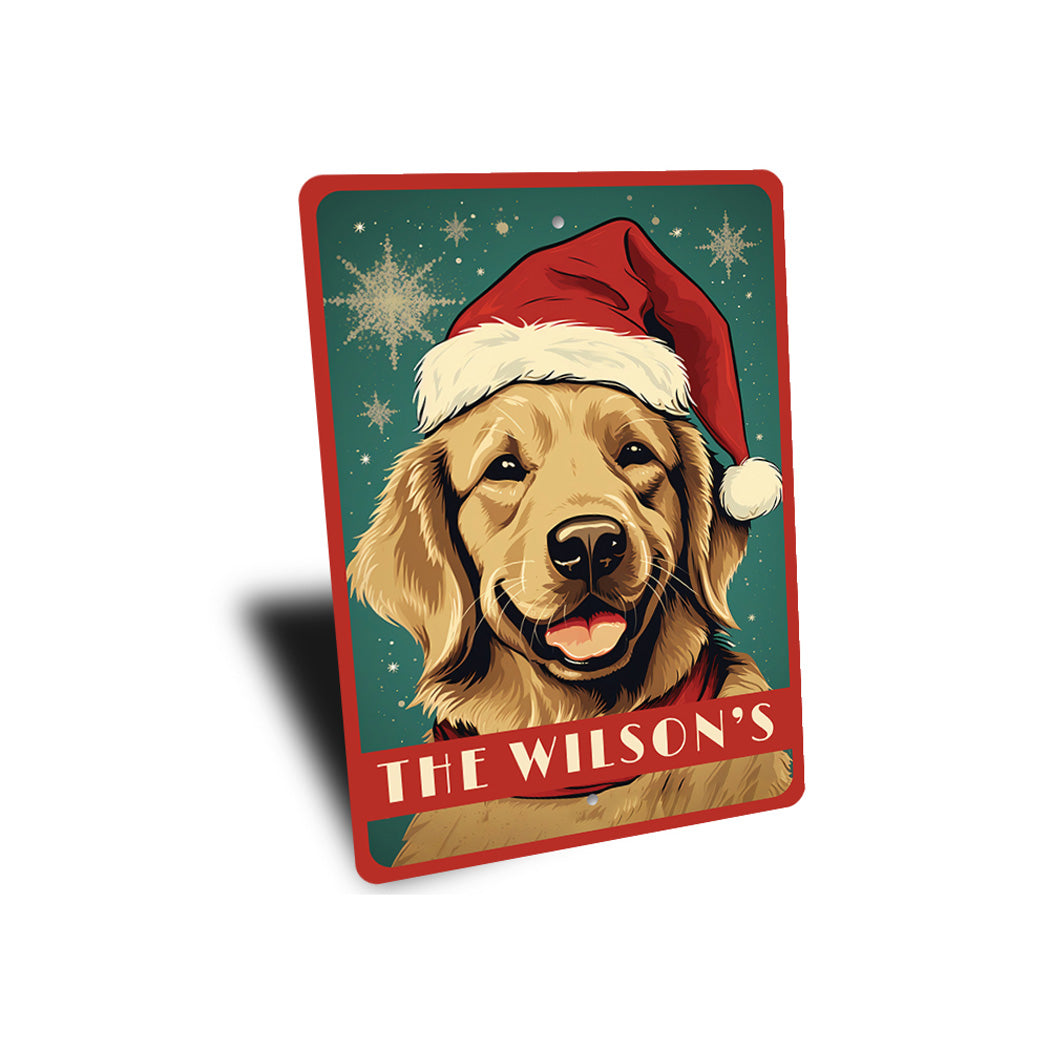 Personalized Golden Retriever Christmas Sign